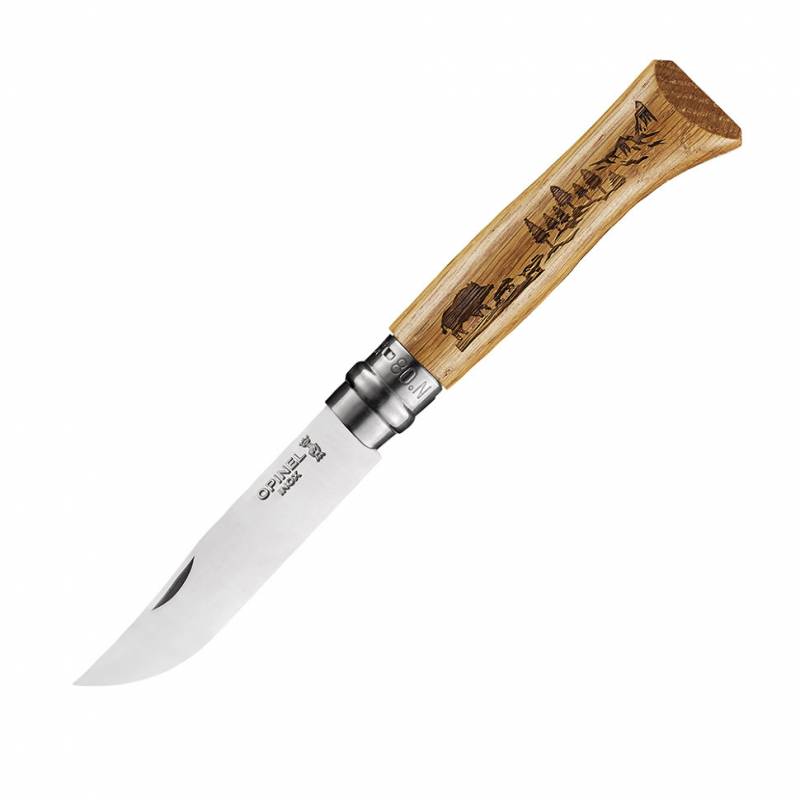Нож складной Opinel №8 нерж. сталь рукоять дуб гравировка кабан